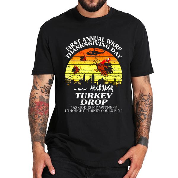 turkey drop vintage funny t shirt first annual wkrp thanksgiving day tshirt 100% cotton eu size pure cotton homme camiseta
turkey drop vintage funny t shirt first annual wkrp thanksgiving day tshirt 100% cotton eu size pure cotton homme camiseta