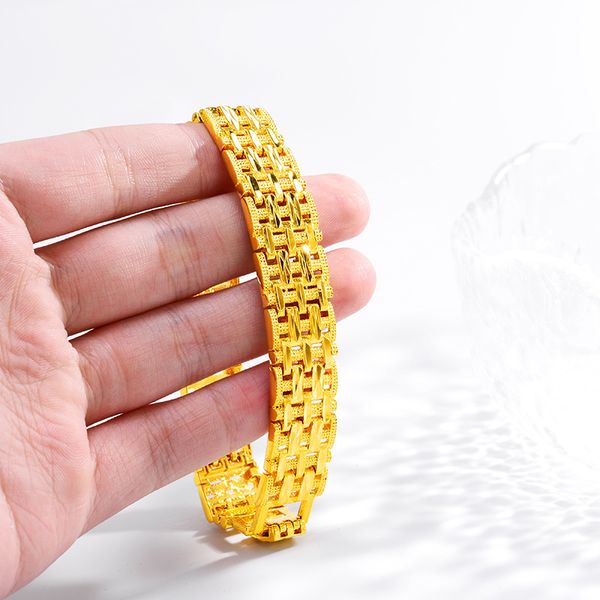 link, chain thick watch band link bracelets bangles for men gold filled jewelry gift length 8.46", Black
link, chain thick watch band link bracelets bangles for men gold filled jewelry gift length 8.46", Black