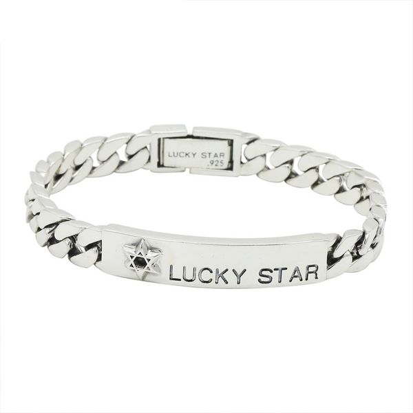 925 sterling silver jewelry for men women fashion letter lucky star chain bracelet bangle couple bracelet, Black
925 sterling silver jewelry for men women fashion letter lucky star chain bracelet bangle couple bracelet, Black