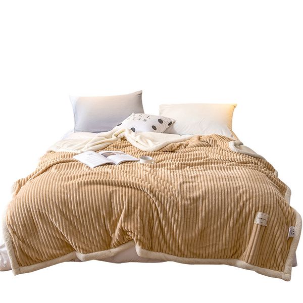 blankets autumn winter lamb cashmere double layer stripe thicken blanket solid color soft warm coral fleece throw sofa coverlet
blankets autumn winter lamb cashmere double layer stripe thicken blanket solid color soft warm coral fleece throw sofa coverlet