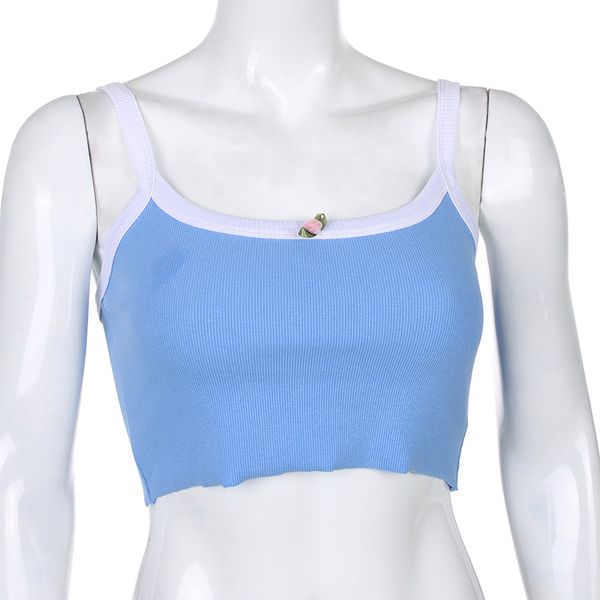sweetown contrast color cute crop female streetwear flower appliques cute summer for women sleeveless camisole, White
sweetown contrast color cute crop female streetwear flower appliques cute summer for women sleeveless camisole, White