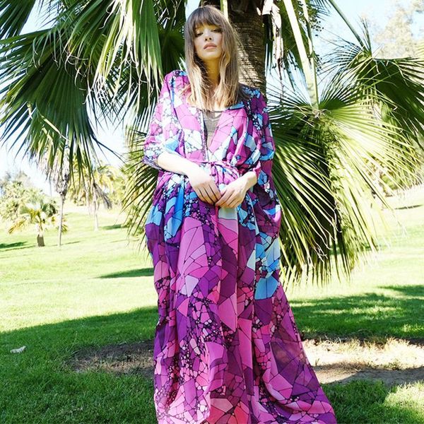 summer open front maxi dress geometric chiffon wrap belt long robe beachwear, Black;gray
summer open front maxi dress geometric chiffon wrap belt long robe beachwear, Black;gray