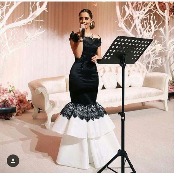 setwell off the shoulder mermaid evening dresses sleeveless lace appliques tiered black and white floor length prom party gowns, Black;red
setwell off the shoulder mermaid evening dresses sleeveless lace appliques tiered black and white floor length prom party gowns, Black;red