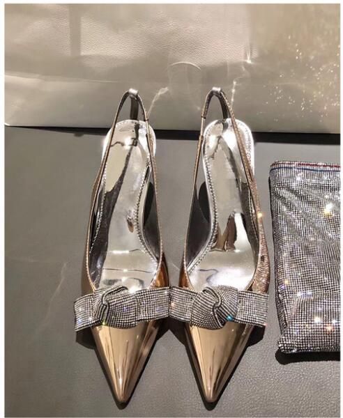 high heeled shoes silver rhinestone pointed women's shoes back empty high-heeled women's bowknot baotou sandals sexy, Black
high heeled shoes silver rhinestone pointed women's shoes back empty high-heeled women's bowknot baotou sandals sexy, Black