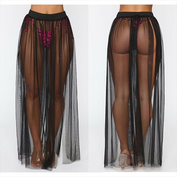 women beach mesh sheer skirts swim wear bikini cover up solid wrap long sarong pareo see through ladies clothes holiday fashion new, Black 
women beach mesh sheer skirts swim wear bikini cover up solid wrap long sarong pareo see through ladies clothes holiday fashion new, Black