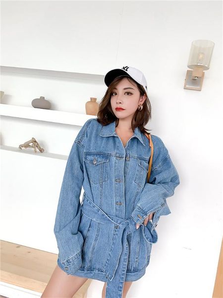 women's jackets autumn and winter fashion street versatile wash belt denim jacket female, solid color long section ladies, Black;brown
women's jackets autumn and winter fashion street versatile wash belt denim jacket female, solid color long section ladies, Black;brown