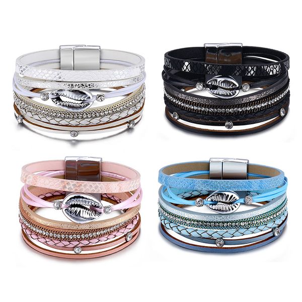 fashion multilayer leather bracelet bangle for women vintage shell crystal charm wrap bracelets female jewelry wholesale, Golden;silver
fashion multilayer leather bracelet bangle for women vintage shell crystal charm wrap bracelets female jewelry wholesale, Golden;silver