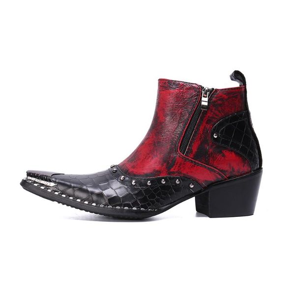 real crocodile leather men cowboy ankle boots rivets motorcycle short boots increase height party dress sapatos social, Black
real crocodile leather men cowboy ankle boots rivets motorcycle short boots increase height party dress sapatos social, Black