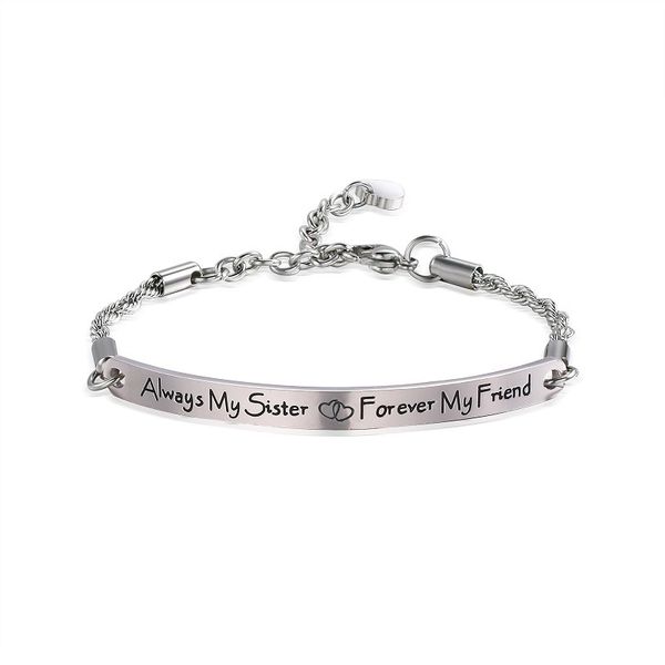 new titanium steel men and women bracelet jewelry engraved always my face bending moment word light chain couple, Black
new titanium steel men and women bracelet jewelry engraved always my face bending moment word light chain couple, Black