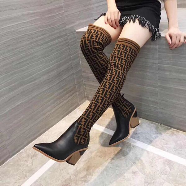 designer women wedding thigh high boots chunky heels pointed toe winter shoes mixed color stretch black lady warm boot 
designer women wedding thigh high boots chunky heels pointed toe winter shoes mixed color stretch black lady warm boot