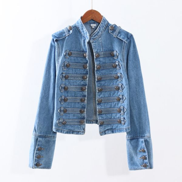 #3184 spring autumn blue black punk short denim jacket women long sleeves slim jeans jacket buttons punk streetwear denim coat, Black;brown
#3184 spring autumn blue black punk short denim jacket women long sleeves slim jeans jacket buttons punk streetwear denim coat, Black;brown
