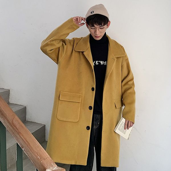 men's wool & blends 2021 autumn and winter korean version of the long section couple models lambskin lining solid color casual coat, Black
men's wool & blends 2021 autumn and winter korean version of the long section couple models lambskin lining solid color casual coat, Black