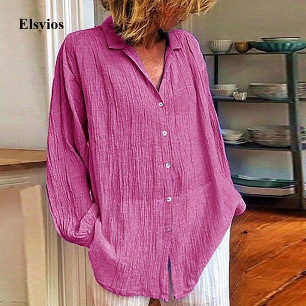 women's blouses & shirts casual solid women linen cotton blouse shirt elegant turn-down collar button female autumn fashion long sleev, White
women's blouses & shirts casual solid women linen cotton blouse shirt elegant turn-down collar button female autumn fashion long sleev, White