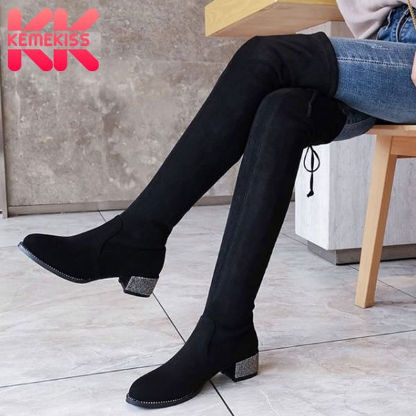 boots kemekiss women thigh high winter keep warm stretch shoes lace up casual crystal square heels footwear size 34-43, Black
boots kemekiss women thigh high winter keep warm stretch shoes lace up casual crystal square heels footwear size 34-43, Black