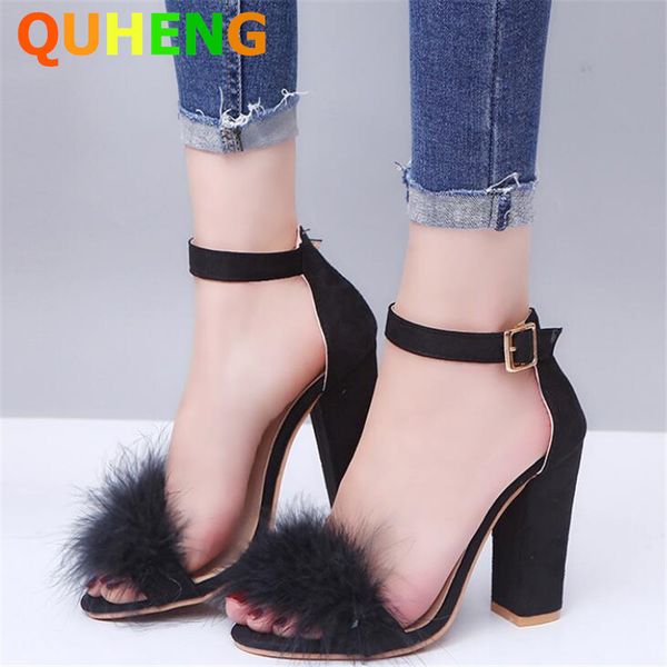 sandals feather women's 2021 summer female high heels shoes quality comfort chunky heel furry femmes sandales, Black
sandals feather women's 2021 summer female high heels shoes quality comfort chunky heel furry femmes sandales, Black