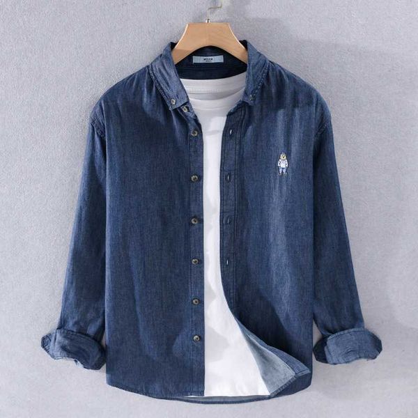 men's casual shirts 2021 autumn long sleeve embroidery denim cotton shirt men fashion for comfortable mens chemise camisa, White;black
men's casual shirts 2021 autumn long sleeve embroidery denim cotton shirt men fashion for comfortable mens chemise camisa, White;black
