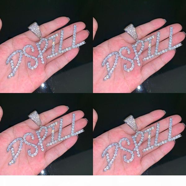custom name tennis letters pendant men's necklace ice out cz stone rock street hip hop jewelry with 24inch rope chain, Silver
custom name tennis letters pendant men's necklace ice out cz stone rock street hip hop jewelry with 24inch rope chain, Silver