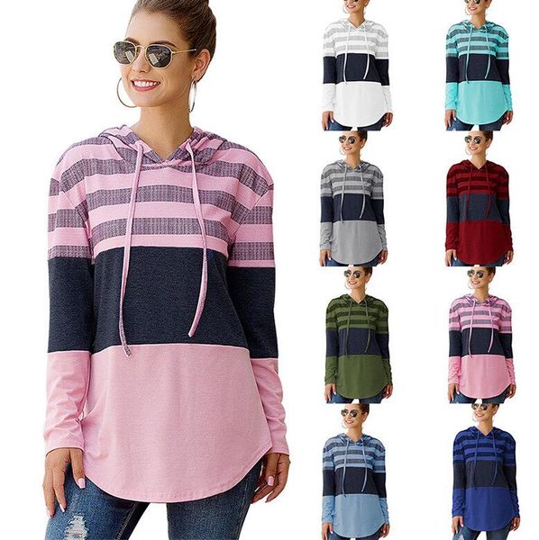 women designer loose striped print long sleeve hooded t shirt hoodie sweater fall style fashion casual sports 9 colors e81804, Black
women designer loose striped print long sleeve hooded t shirt hoodie sweater fall style fashion casual sports 9 colors e81804, Black