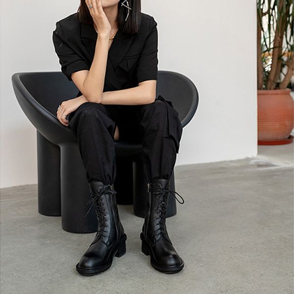 mordoan genuine cow leather boots women's short boots british style knight women thick heel mid calf woman, Black
mordoan genuine cow leather boots women's short boots british style knight women thick heel mid calf woman, Black