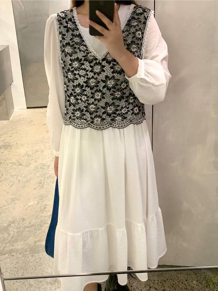 online celebrity new stacked lace vest dresslace dresslong-sleeved temperament fat mm women's large size dress autumn dress 3t4u4, Gray
online celebrity new stacked lace vest dresslace dresslong-sleeved temperament fat mm women's large size dress autumn dress 3t4u4, Gray