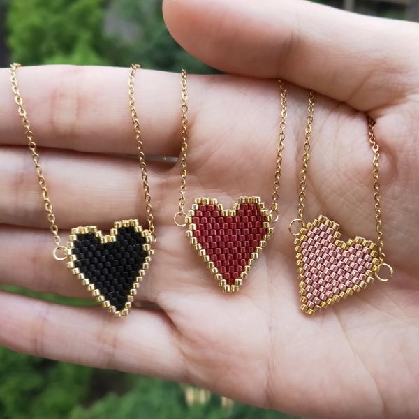 fairywoo simple vintage gold love heart necklace woman miyuki handmade big ethnic heart pendant stainless steel chain collier, Silver
fairywoo simple vintage gold love heart necklace woman miyuki handmade big ethnic heart pendant stainless steel chain collier, Silver