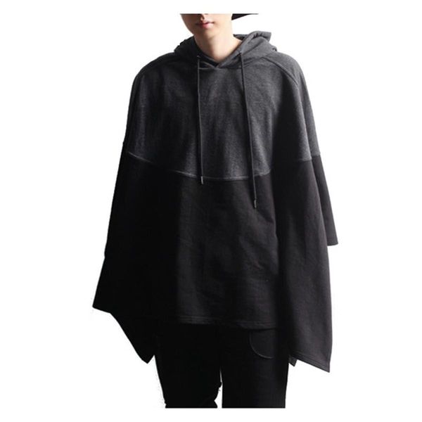 punk cloak cape mens hoodies splicing poncho coat pullovers male irregular hem casual hooded sweatshirt hiphop streetwear hombre, Black
punk cloak cape mens hoodies splicing poncho coat pullovers male irregular hem casual hooded sweatshirt hiphop streetwear hombre, Black
