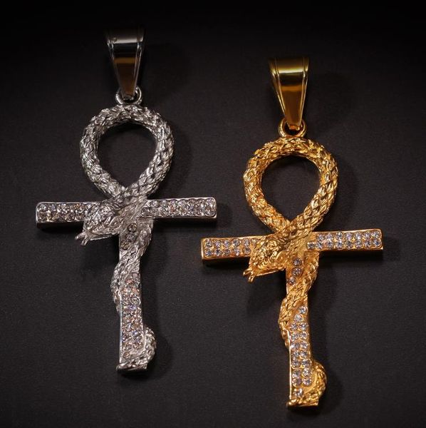 european and american stainless steel set with diamond anhe key pendant snake winding cross pendant hip-hop dance rap wear accessories, Silver
european and american stainless steel set with diamond anhe key pendant snake winding cross pendant hip-hop dance rap wear accessories, Silver