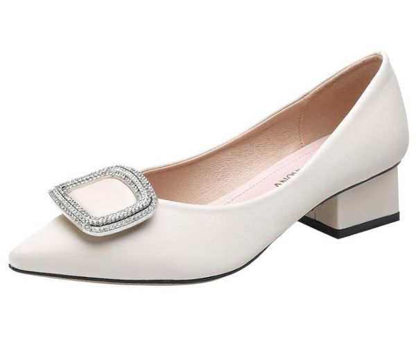 pointed toe ladies sandals thick heel shallow mouth fashion dress shoes all-match party high heels, Black