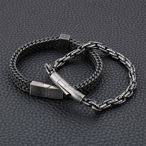 link, chain european and american stainless steel jewelry men's creative bracelet retro hip hop fashion titanium, Black
link, chain european and american stainless steel jewelry men's creative bracelet retro hip hop fashion titanium, Black