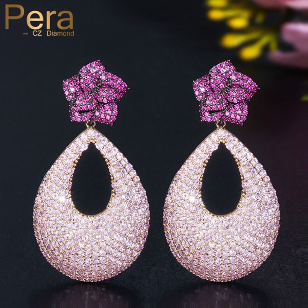 dangle & chandelier pera temperament pink red flower cz gold color big water drop long earrings for women wedding party jewelry e549, Silver
dangle & chandelier pera temperament pink red flower cz gold color big water drop long earrings for women wedding party jewelry e549, Silver