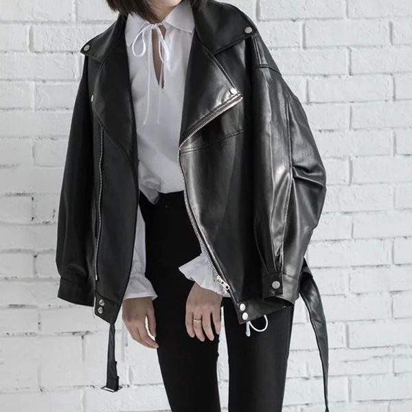 women's leather & faux comfortable loose and plus-sized coats lady oversized casual jackets spring short women moto biker coat, Black
women's leather & faux comfortable loose and plus-sized coats lady oversized casual jackets spring short women moto biker coat, Black