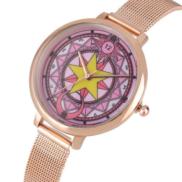 fashion sailor moon pentagram women's bracelet watch mesh band quartz women clocks and watches gifts rose gold watches for women, Slivery;brown
fashion sailor moon pentagram women's bracelet watch mesh band quartz women clocks and watches gifts rose gold watches for women, Slivery;brown
