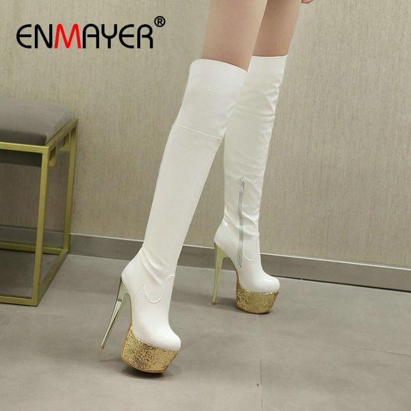 boots enmayer 2021 round toe women winter party thigh high patent leather fashion thin heel over the knee 34-43, Black
boots enmayer 2021 round toe women winter party thigh high patent leather fashion thin heel over the knee 34-43, Black