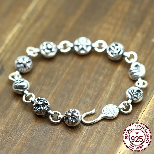 100% s925 sterling silver bracele personality fashion retro punk style cross star multi-element modeling to send gifts new, Black
100% s925 sterling silver bracele personality fashion retro punk style cross star multi-element modeling to send gifts new, Black