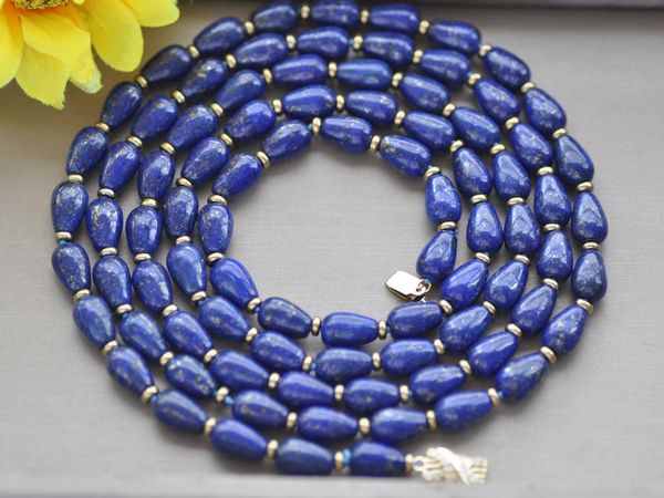 z10396 50" 12mm blue drip lapis-lazuli gold hematite necklace, Silver
z10396 50" 12mm blue drip lapis-lazuli gold hematite necklace, Silver