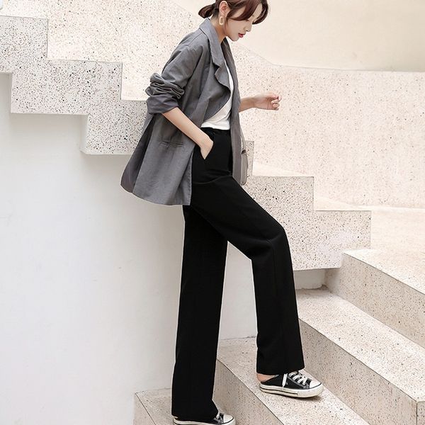 women's pants & capris goohojio 2021 fashion black woman high waist casual pockets ladies loose solid color trousers for women, Black;white
women's pants & capris goohojio 2021 fashion black woman high waist casual pockets ladies loose solid color trousers for women, Black;white