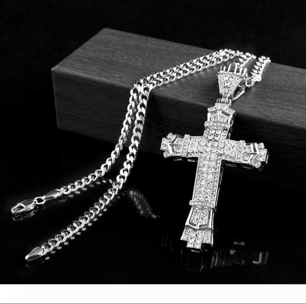 retro silver cross charm pendant full ice out cz simulated diamonds catholic crucifix pendant necklace with long cuban chain, Slivery;golden
retro silver cross charm pendant full ice out cz simulated diamonds catholic crucifix pendant necklace with long cuban chain, Slivery;golden