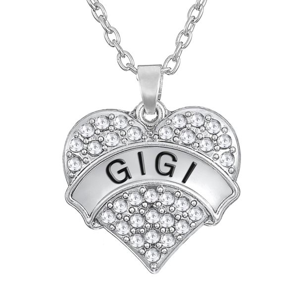 love family gigi heart shape pendant choker crystal women word necklace fashion 2016 for women, Silver
love family gigi heart shape pendant choker crystal women word necklace fashion 2016 for women, Silver