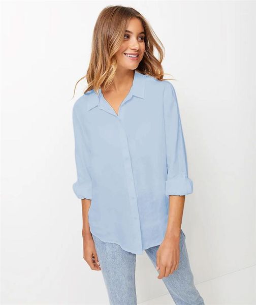 females shirts new arrival women solid color blouse long sleeve loose females cardigan single breasted, White
females shirts new arrival women solid color blouse long sleeve loose females cardigan single breasted, White