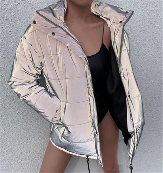 long sleeve coat woman clothes women wimter coat fashion reflective light natural color coat casual stand collar, Black
long sleeve coat woman clothes women wimter coat fashion reflective light natural color coat casual stand collar, Black