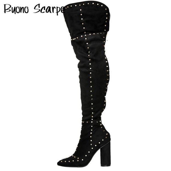 rivets over the knee boots fashion high heel pleated thigh high long boots back zipper chunky heel flock black red botas
rivets over the knee boots fashion high heel pleated thigh high long boots back zipper chunky heel flock black red botas