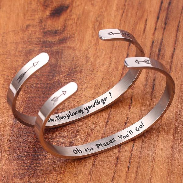 oh the places you'll go fashion simple engraved bracelet for men & women bangle stainless steel for friends gifts, Black
oh the places you'll go fashion simple engraved bracelet for men & women bangle stainless steel for friends gifts, Black