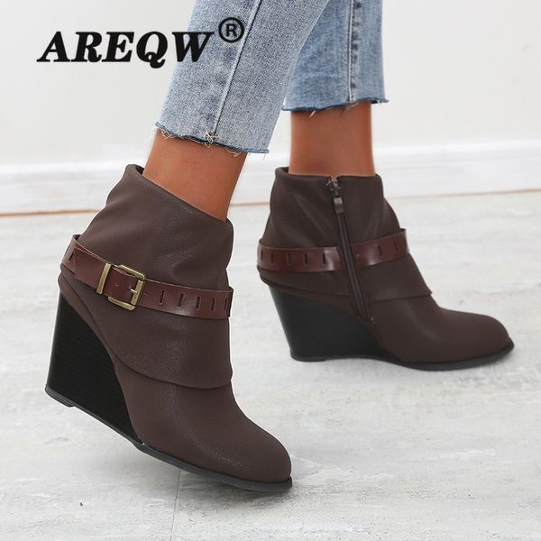 women's zipper flock ankle boots famele autumn footwear platform short boots ladies high heels wedges shoes woman bota feminina, Black
women's zipper flock ankle boots famele autumn footwear platform short boots ladies high heels wedges shoes woman bota feminina, Black