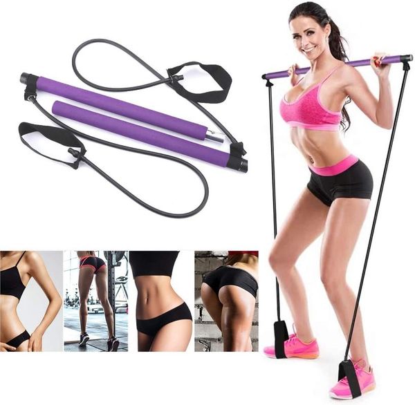 resistance bands pilates bar light band toning home gym portable total body workout yoga fitness stretch stick kit indoor