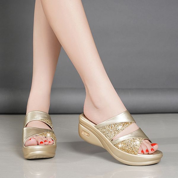 sandals women slippers summer wedge heel bling open toe ladies casual mix colors slip on beach soft female slides, Black
sandals women slippers summer wedge heel bling open toe ladies casual mix colors slip on beach soft female slides, Black