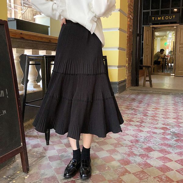 half skirt women's 2020 new autumn korean design sense high waist shows thin medium length pleated student a-line skirt, Black
half skirt women's 2020 new autumn korean design sense high waist shows thin medium length pleated student a-line skirt, Black