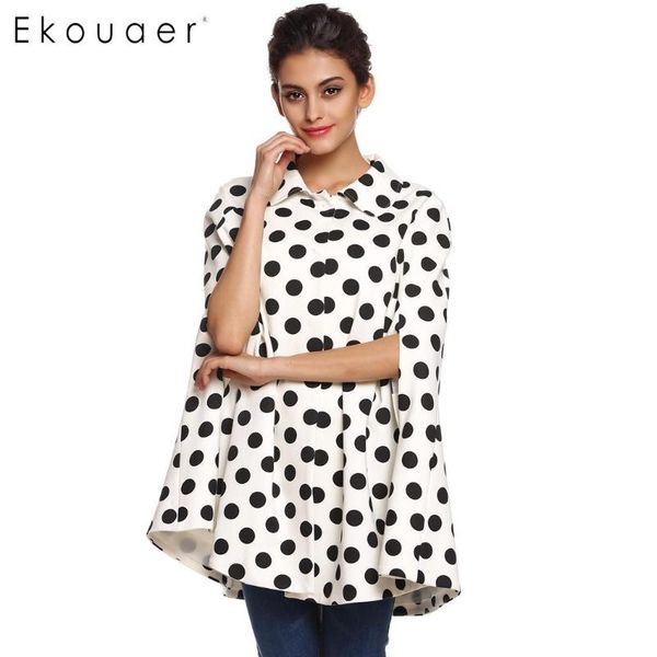 ekouaer ladies poncho cape jackets snap buttons coat polka dot lapel outwear women elegant fashion outwear jacket, Black;brown
ekouaer ladies poncho cape jackets snap buttons coat polka dot lapel outwear women elegant fashion outwear jacket, Black;brown