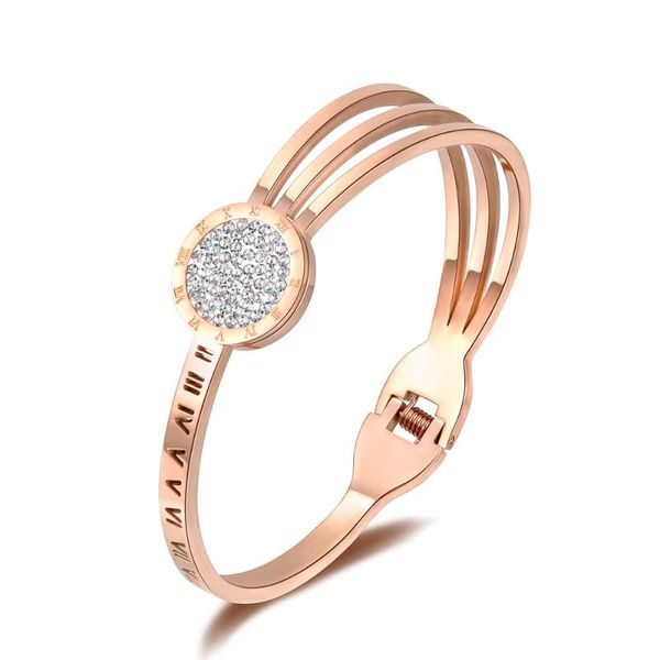 stainless steel roman numerals rhinestone rose gold color bangles bracelets lovers jewelry valentine's day gift b18056, Black
stainless steel roman numerals rhinestone rose gold color bangles bracelets lovers jewelry valentine's day gift b18056, Black