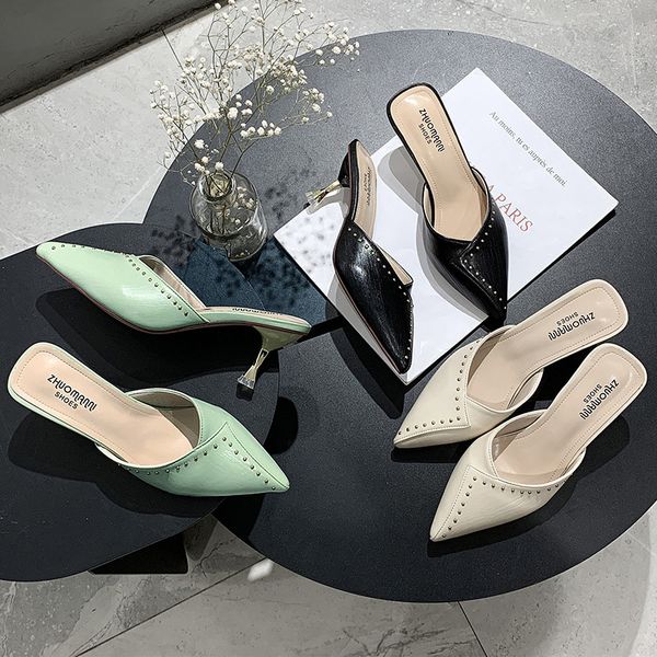 women's closed-toe sandals outer wear 2020 new style shoes for autumn autumn tip trendy women's slipper, Black
women's closed-toe sandals outer wear 2020 new style shoes for autumn autumn tip trendy women's slipper, Black