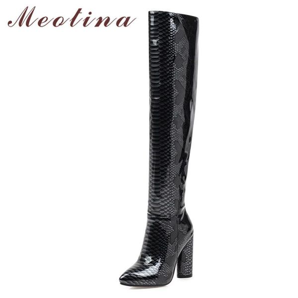 meotina зимние высокие сапоги женщин змейки печати zip круглые heels над коленом сапоги из лакированной кожи супер высоких каблуках lady, Black
meotina зимние высокие сапоги женщин змейки печати zip круглые heels над коленом сапоги из лакированной кожи супер высоких каблуках lady, Black